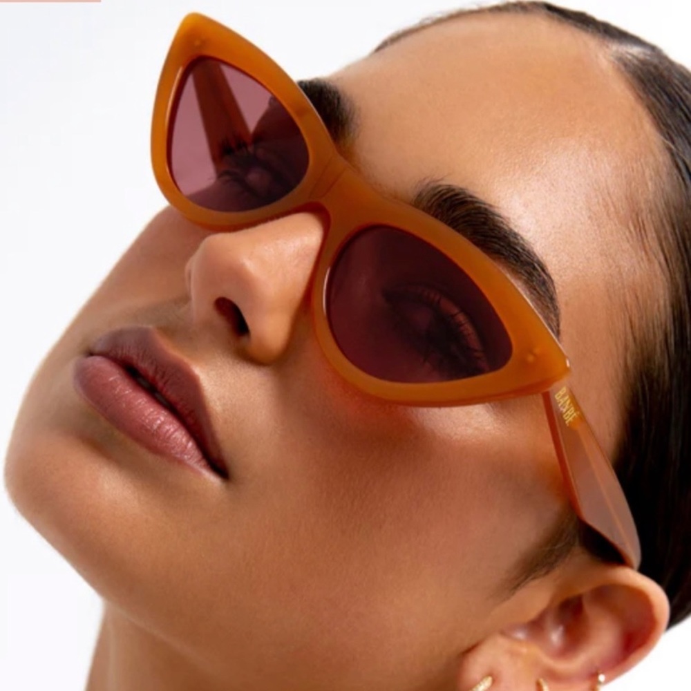 banbe the linda burnt orange cat eye retro statement sunglasses eyewear new